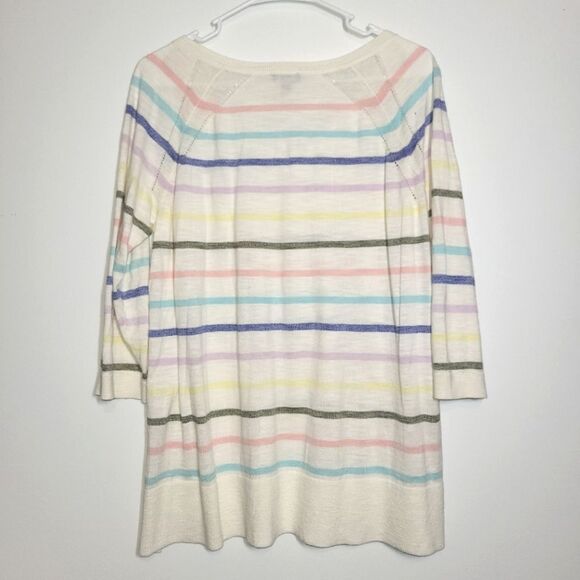 New Talbots Rainbow Striped V-Neck Top 1X - Picture 4 of 8